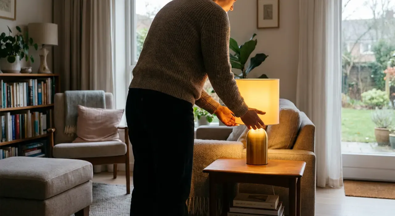 Wide view of a person switching, in soft overcast light