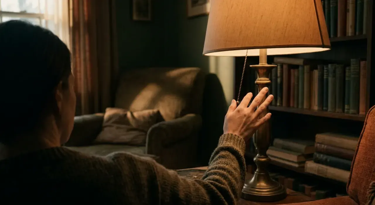 Golden-hour view of a person switching