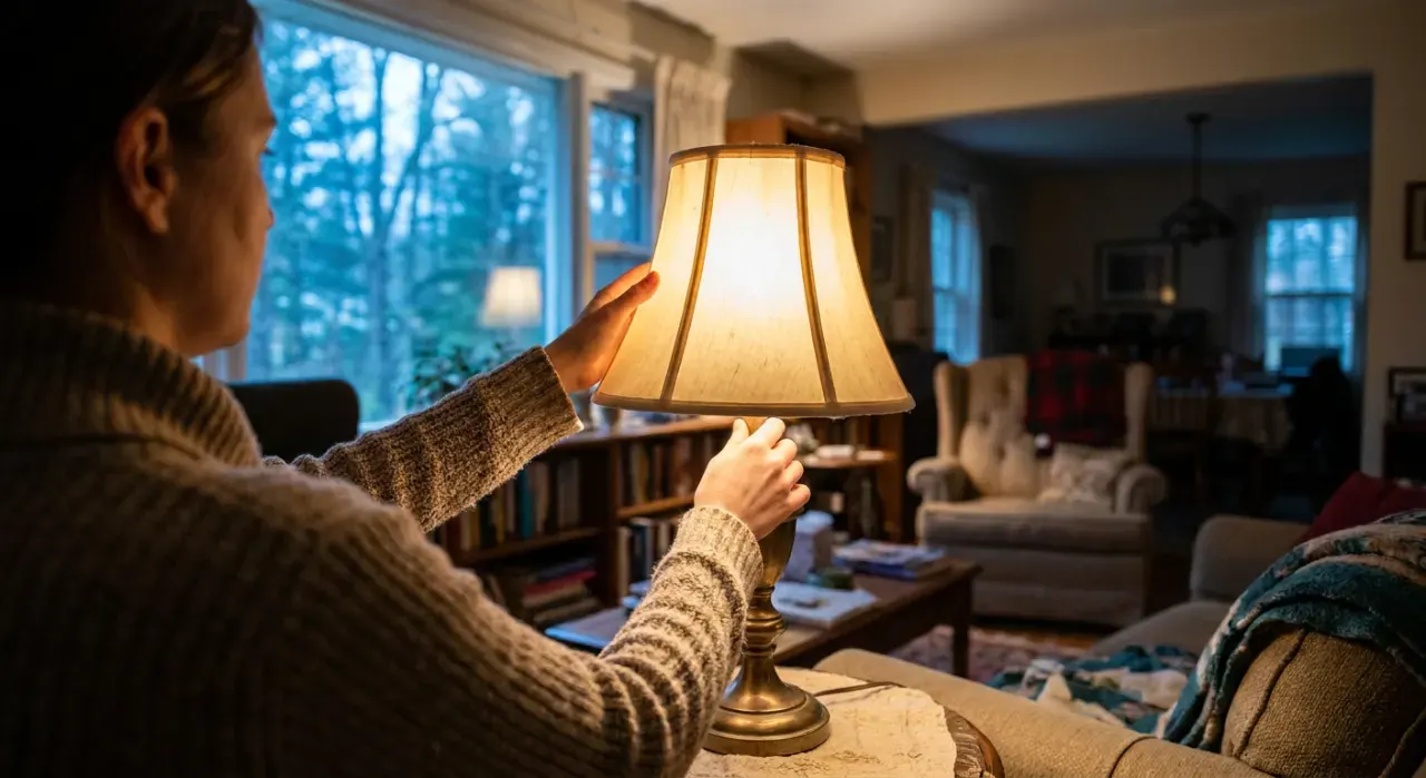 Three-quarter view of a person switching, in soft early-morning light