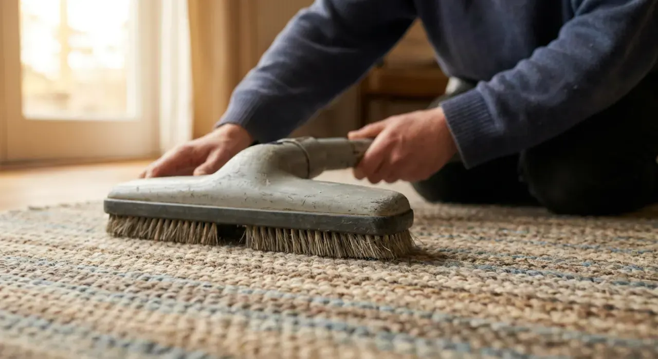 Close-up detail of the material being worked in a vacuums & floor care project, in soft overcast light